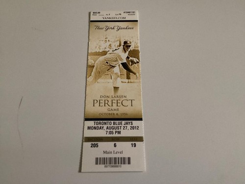 YANKEES 2012 TICKET STUB 8/27/12 VS BLUE JAYS~PICK A COVER - Picture 4 of 7