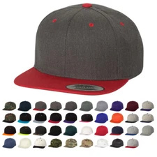 Yupoong Classics Flat Bill Snapback Ball Cap Two-Tones & Multicams Hats 6089M