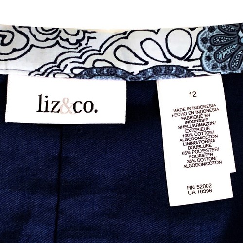 Liz Claiborne, Liz & Me, Blue and Gray Print Flared Skirt, Fully Lined, size 12 - Picture 4 of 4