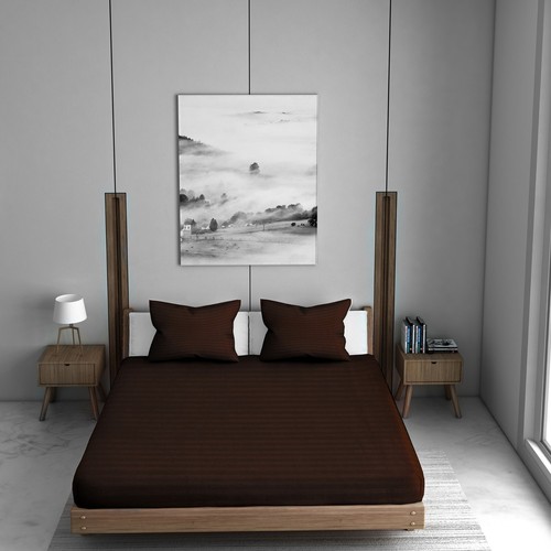 Stripe Sheet 25cm Extra Deep Single Double King & Super King Size Bed Sheets UK - Picture 21 of 89