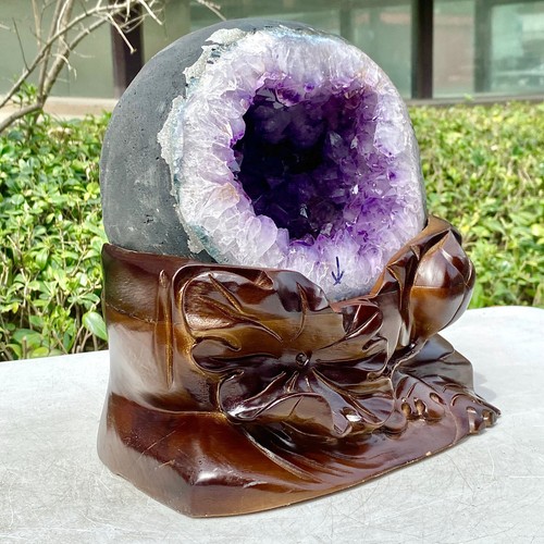 19.21LB Uruguay Natural Amethyst Money Bag Cave Decoration+Bracket - 第 15/15 張圖片