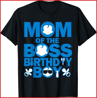 Mom And Dad Boss Birthday Boy Baby Family Party Decor Black Cotton T-Shirt S-5XL
