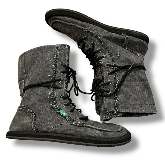 Sanuk Stevie Side Walk Botines Combate Lona Cordones Grunge Minimalista Talla 6 Foto 3 de 4