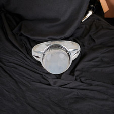 Rainbow Moonstone Gemstone Round 925 Sterling Silver Handmade Jewelry Ring Gift