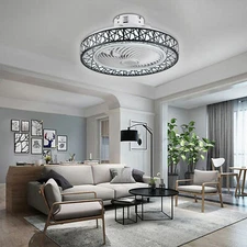 23” Modern Invisible Ceiling Fan Light LED Dimmable Chandelier Lamp w/Remote New