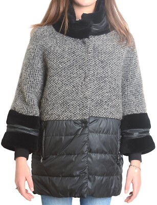 Damen Steppjacke Daunen Stoff Echtfellkragen Made in Italy Neu