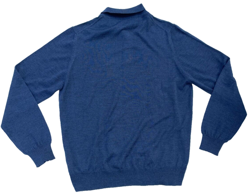 Vintage Neiman Marcus Wool Blend Polo Sweater Mens XXL Blue Long Sleeve Italy - Picture 2 of 5