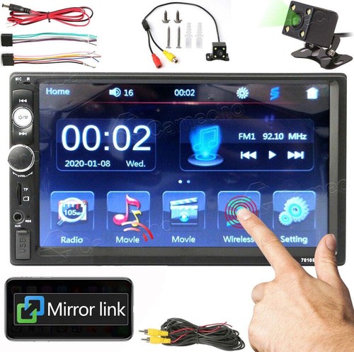 7" Car Stereo Radio 2DIN HD MP5 Touch Screen Mirror Link for IOS & Android GPS