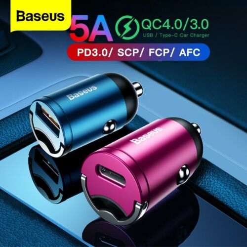 Baseus Mini Adattatore Caricabatterie Auto USB Tipo C 30W Ricarica Rapida per iPhone Samsung - Foto 1 di 16