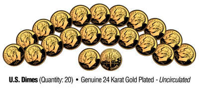 UNCIRCULATED 24K GOLD PLATED U.S. MINT DIMES (Lot of 20) | eBay