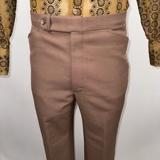 Vtg Farah Pants Mens 38 29 Disco Costume Polyester Wide Leg 1970s Brown Groovy
