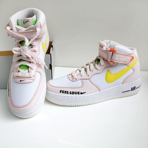 Nike Air Force 1 '07 Mid “FEEL LOVE” White/Pearl Pink/Yellow Women’s Size 11 - Picture 5 of 13