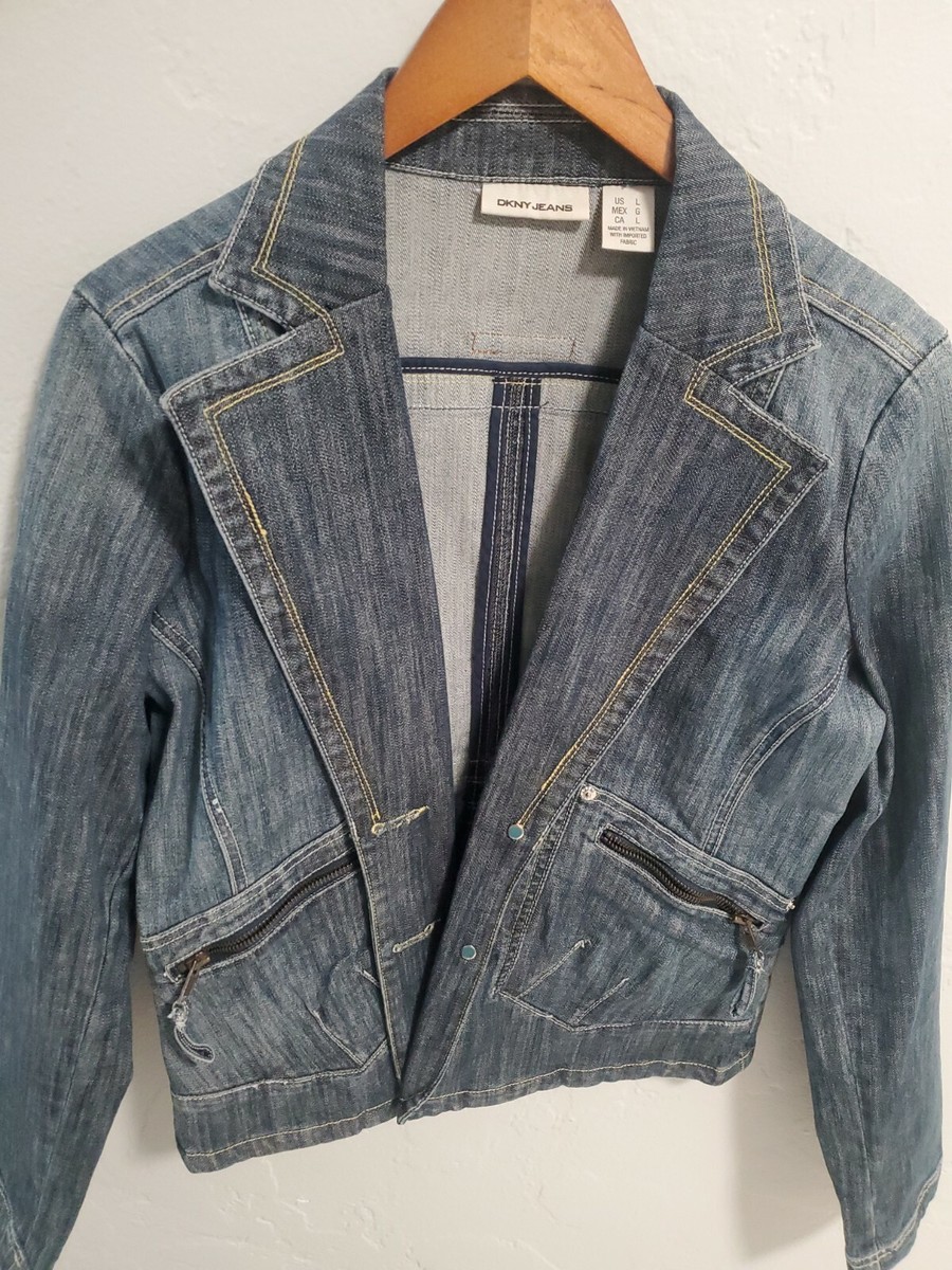 DKNY JEANS 異素材 デニムジャケットブラック ジップアップ Y2K M DKNY JEANS 異素材 デニムジャケットブラック ジップアップ Y2K M