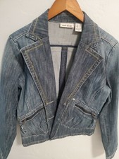 DKNY JEANS Y2K JACKET COTTON EXPOSED ZIPPER DENIM. SIZE L