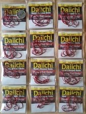 12-Pack LOT Daiichi Bass red worm Hooks 1/0 Fat Gap Bleeding  D46Z (84 hooks)
