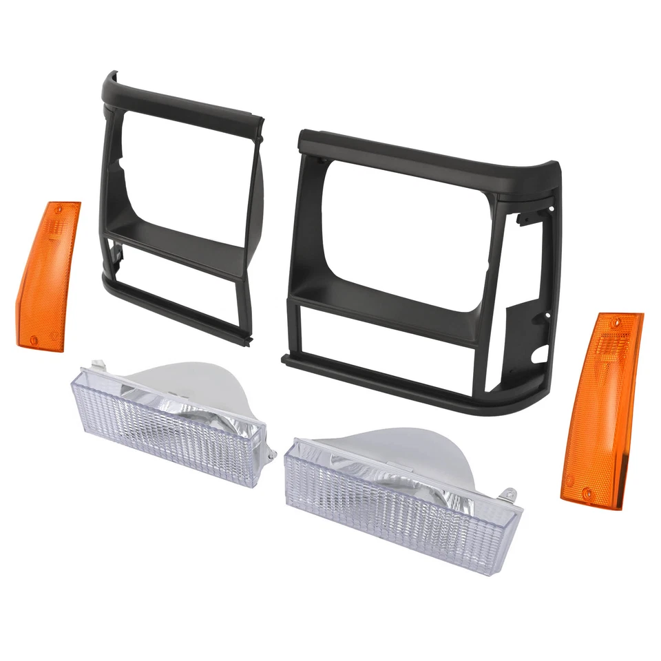 6PCS Headlight Bezel Door Side Marker Parking Light Lamp For Jeep Cherokee 91-96 - Image 3 of 4
