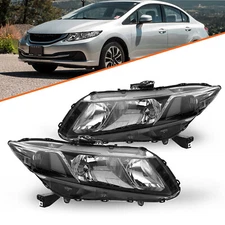 For 2012-2015 Honda Civic Sedan 12-13 Coupe Black Headlights Clear Corner Lamps