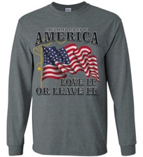 Camiseta con calcomanía American Flag USA MAGA America First Trump manga larga para hombre