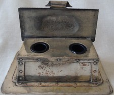 Antique Arts & Crafts Double Inkwell Silver on Copper Arthur John Seward