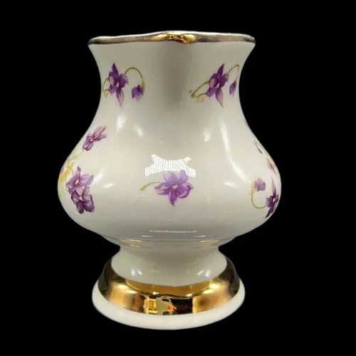 Sucrier et crémier vintage ancien reproduction or 22 K crème fleurie - Photo 10 sur 15