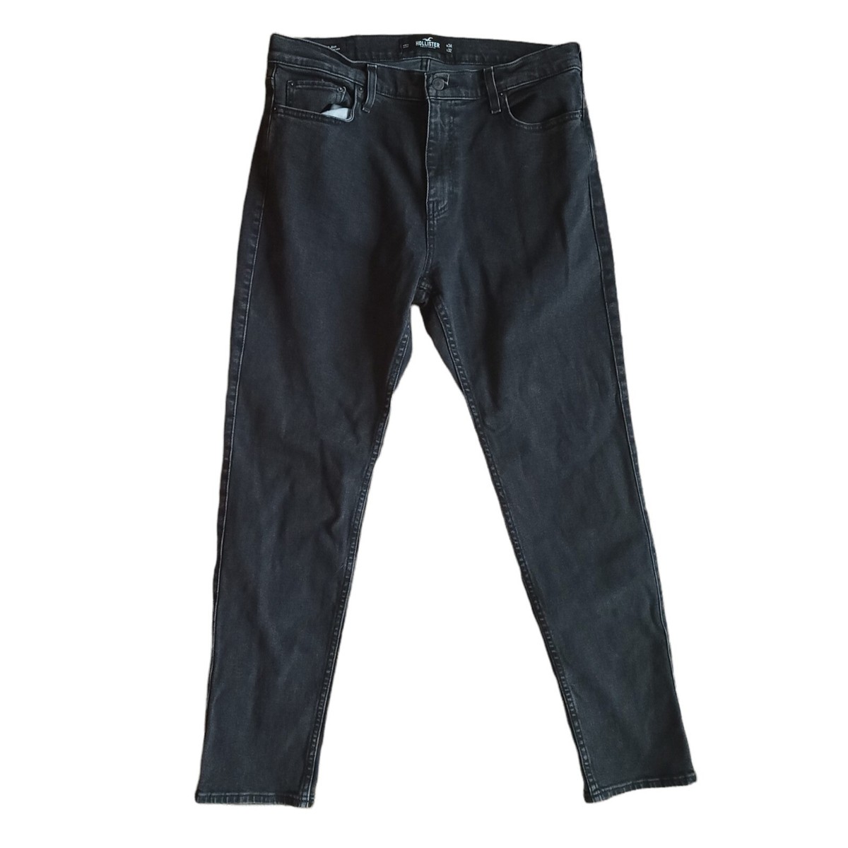 Hollister Dad Black Mens Jeans Regular Straight Epic Flex Mid Rise