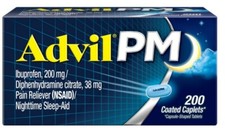 NEW  Advil PM Pain Reliever Nighttime Sleep Aid Caplets 200 Caplets