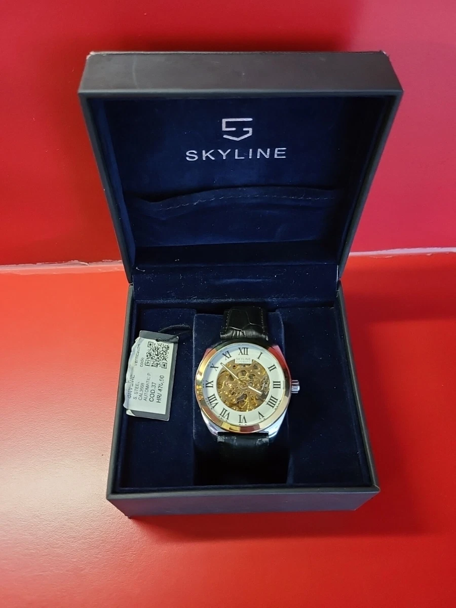 Tr s belle montre SQUELETTE SKYLINE homme JUMBO 43mm acier et plaqu OR