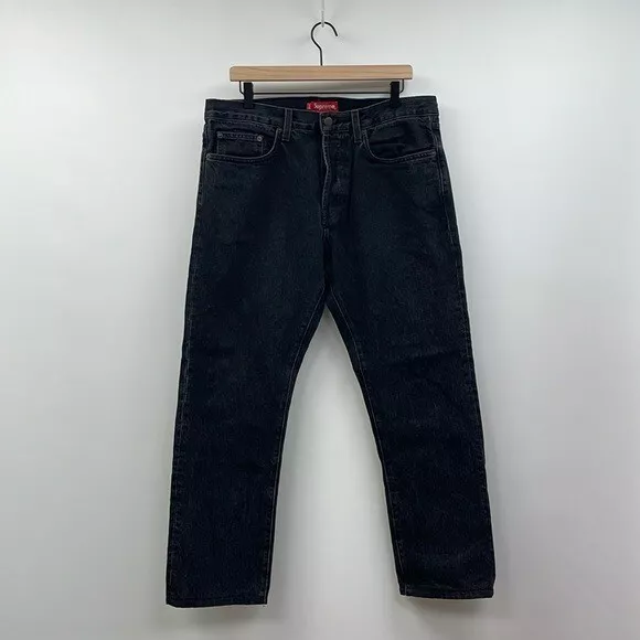 Jean homme Supreme 100% coton jambes droites noir denim délavé 34x28