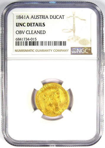 1841 Hungary Gold Ducat Coin 1D - Certified NGC Uncirculated Detail (UNC MS) - Picture 2 of 4