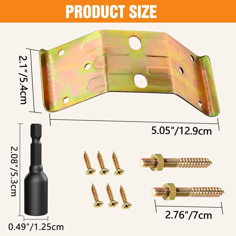 Table Leg Corner Bracket with Hanger Bolt Driver Strong Support Repair Dining - Image 2 of 4
