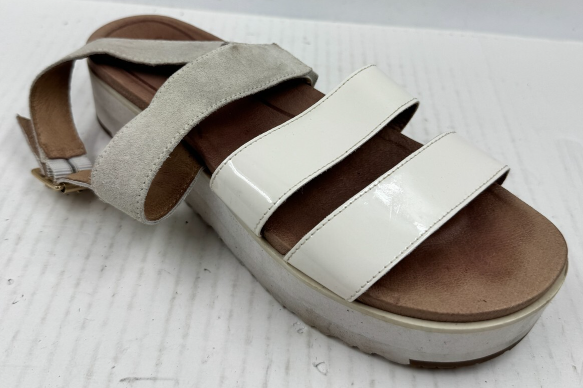 APL Sandali UGG Braelynn donna 8 5 pelle bianca punta aperta casual plateau sandali