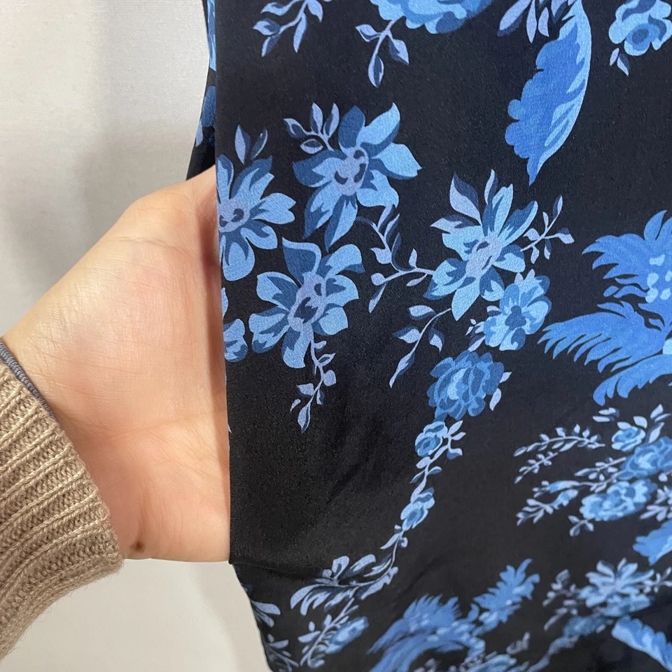 Vestido Camisa Stella McCartney Mujer IT 40 US 6 Azul Floral Seda Midi Carrera Foto 2 de 4