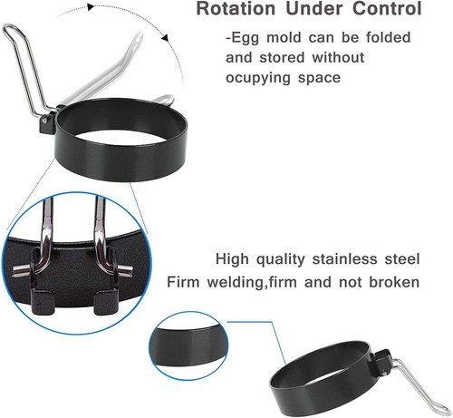 2-4 Metal Egg Frying Ring Circle Shape Perfect Fried Poach Kitchen Mould Pancake - Picture 3 of 8