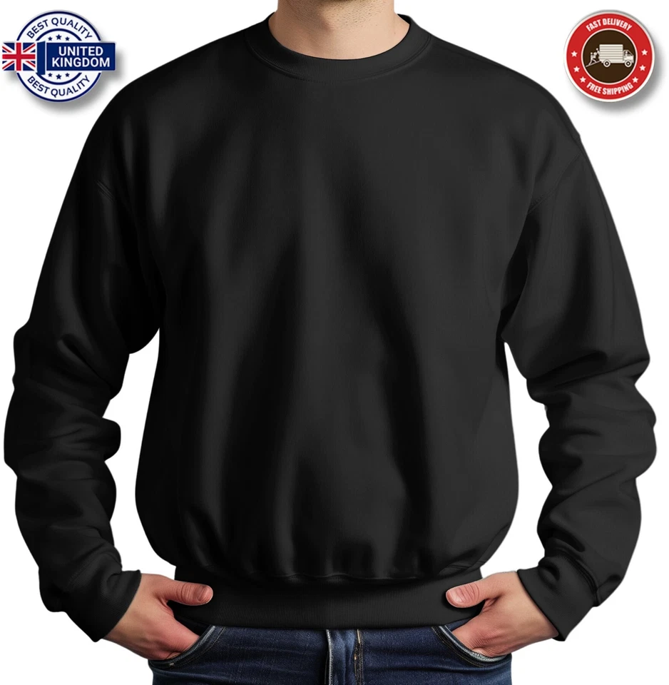 Sudadera Para Hombre Mezcla Pesada Cuello Redondo Jersey Liso Calidad Premium Foto 3 de 4