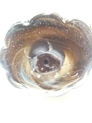 Vintage Hand Blown Swan Vase/ Planter Pulled stretched Art Glass Blue & Amber - Picture 8 of 10