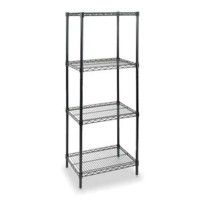 Zoro Select 2Kpn5 Wire Shelving Unit, 24''D X 24''W X 74''H, 4 Shelves, Black