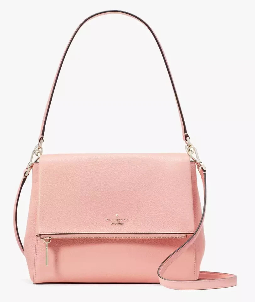 Kate Spade Leila Peachy Rose Pink Medium Flap Shoulder Bag K6029