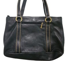 Lg Marco Buggiani Black Leather Stitched Harness Tote Bag Moto Bag Made In Italy