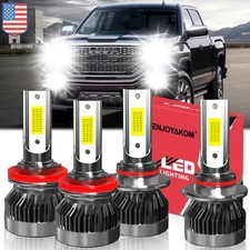 For GMC Sierra 2007-2013 White LED Headlight Bulbs High Low Beam Light Kit 6000K