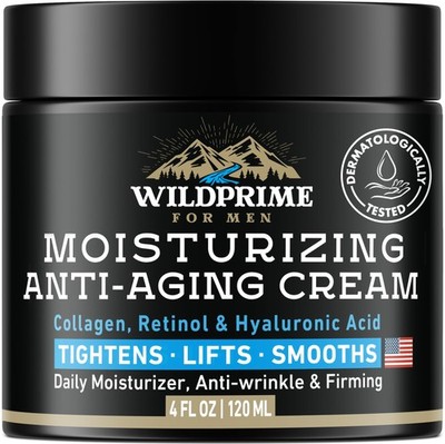 Men's AntiAging Face Cream Wrinkle Repair, Shave Lotion, Collagen, HA, Vit E/A