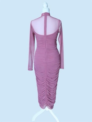 Lulus Mauve Mesh Ruched Maxi Dress - Size Medium | eBay