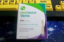 100 ONE TOUCH VERIO TEST STRIPS, 1 X 100, EXP 2-28-27, GOOD SEALED BOX