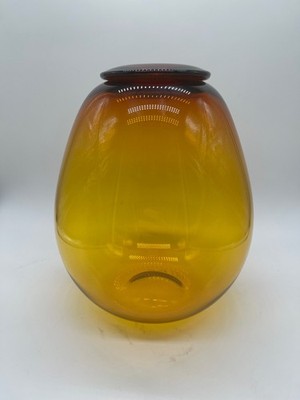 Cal Breed Orbix Art Glass 2004 Signed Large Amber Color Egg Vase