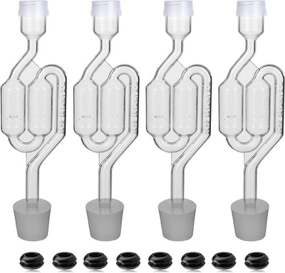 #ad Bubble Airlock Set 4 Airlocks for Fermenting 4 Drilling #6 Stoppers and 8 $17.17