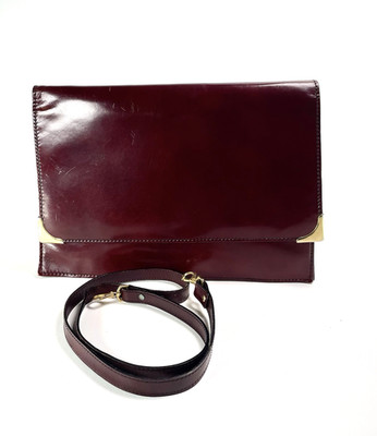 Vintage Made in Italy Shoulder Purse Burgundy Leather Document/Laptop W/ Sling