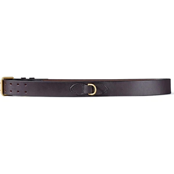 Filson Double Prong Belt Brown Bridle Leather Brass 1.5 in USA