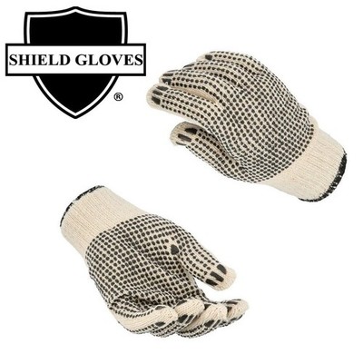 PVC Double Dot Gloves Small Size Tan Black Knitted 12 Pairs Hand Gloves