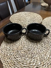prefered stock black soup cermaic mugs Set Of 2