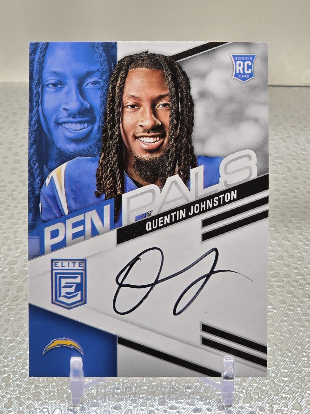 Quentin Johnston SP 2023 Donruss Elite Pen Pals On Card Auto RC LA Chargers