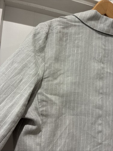 Pure Collection Blazer Jacket Linen Grey Stripe Size UK 18 1 Button Lightweight - Picture 12 of 14